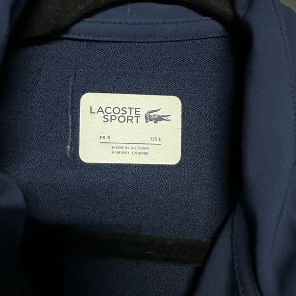 NWOT Lacoste Sport Water Repellent Zip Up Navy Large - Picture 3 of 3